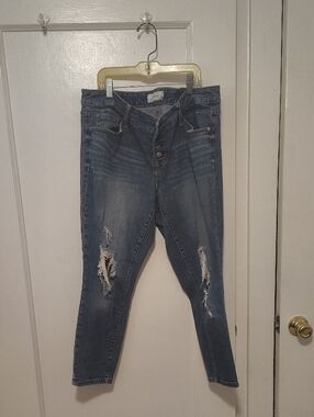 torrid Distressed High-Rise Skinny Jeans - Blue